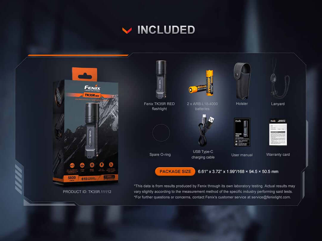 Fenix TK35R Red Rechargeable Tactical Flashlight