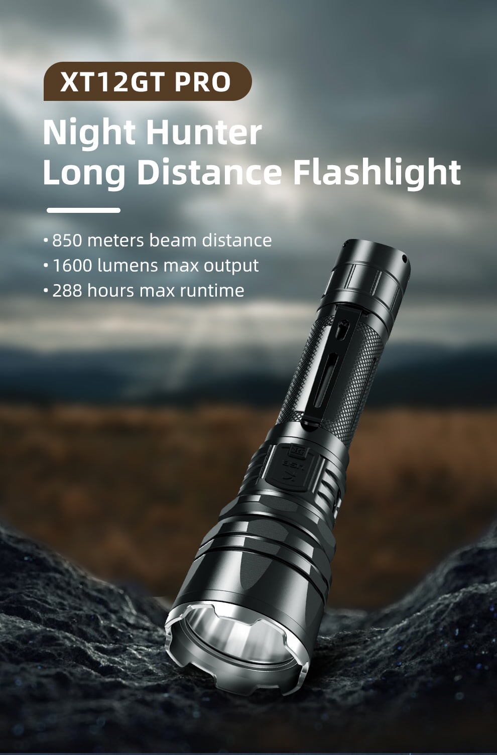 【KLARUS】XT12GT PRO 1,600 Lm タクティカルライト Klarus XT12GT PRO Flashlight | Long Throw Rechargeable Tactical