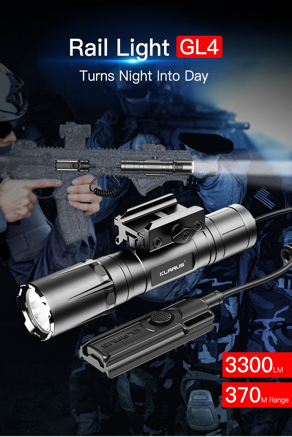 Klarus Tactical Rail Flashlight GL4