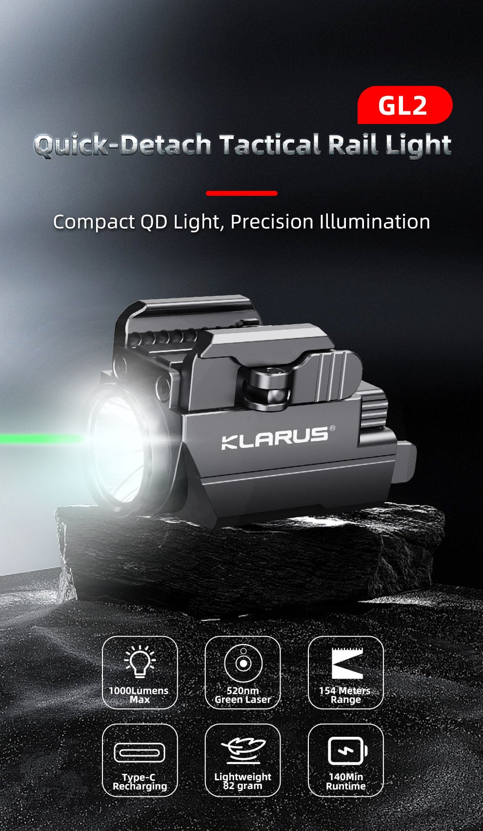 Klarus Tactical Rail Light GL2