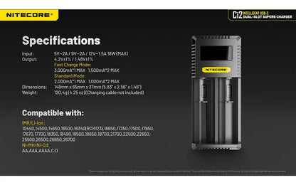 Nitecore Ci2 Dual Slot Universal Battery Charger Battery Charger Nitecore 