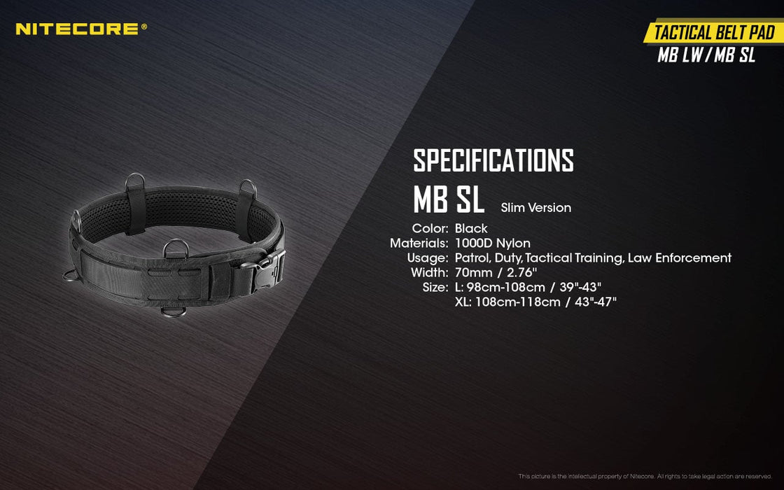 Nitecore MB LW - MB SL Tactical Belt Pads - Special order Tactical gear Niteocre MB SL Black 