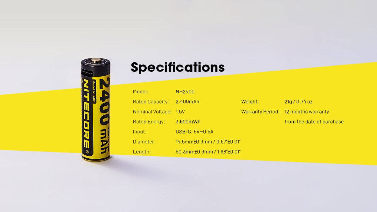 Nitecore NH2400 2400mAh Rechargeable Battery Rechargeable Batteries Nitecore 