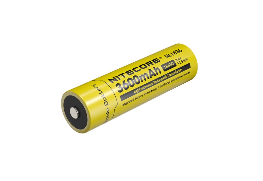 Nitecore NL1836 18650 Li-ion rechargeable 3600mAh battery for flashlights, headlamps, and portable electronic devices