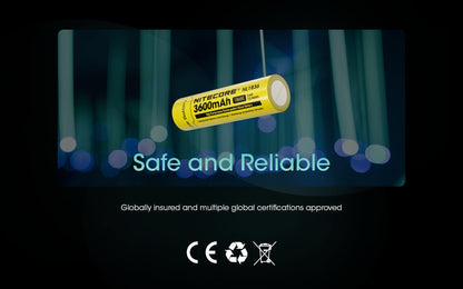 Nitecore NL1836 18650 Li-ion rechargeable 3600mAh battery for flashlights, headlamps, and portable electronic devices