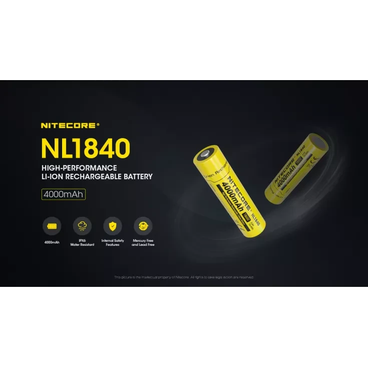 Nitecore NL1840 18650 Li-ion Battery 4000mAh Rechargeable Batteries Nitecore 