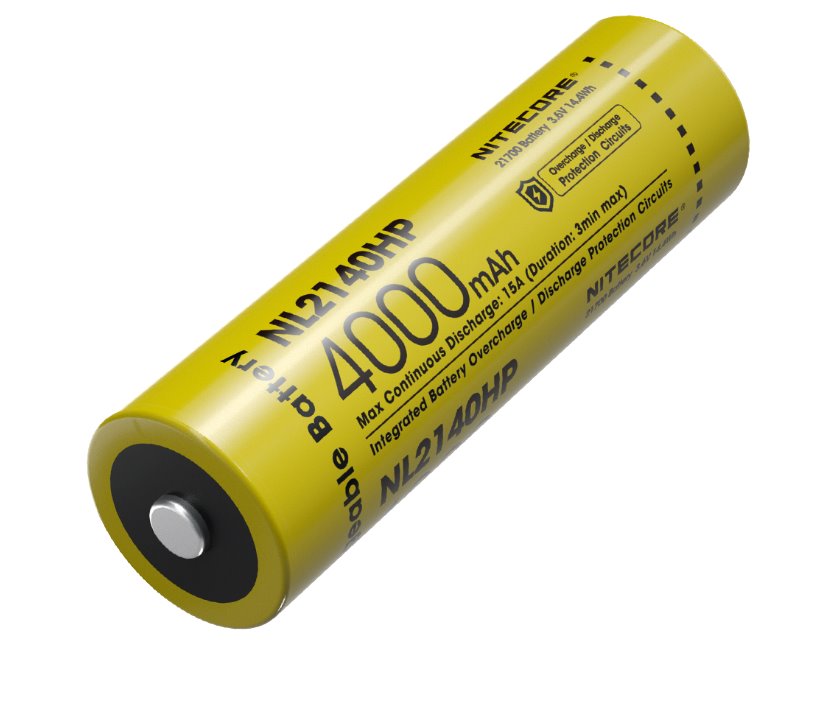 Nitecore NL2140HP 21700 4000mAh high-drain rechargeable Li-ion battery for flashlights, headlamps, and electronic devices