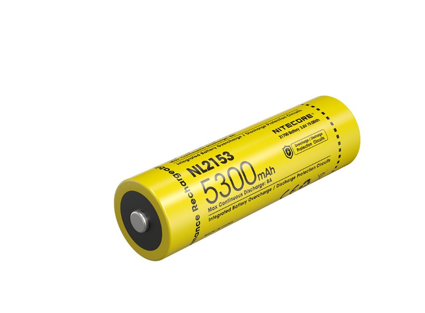Nitecore NL2153 21700 Li-ion rechargeable 5300mAh battery for flashlights, headlamps, and high-performance electronic devices