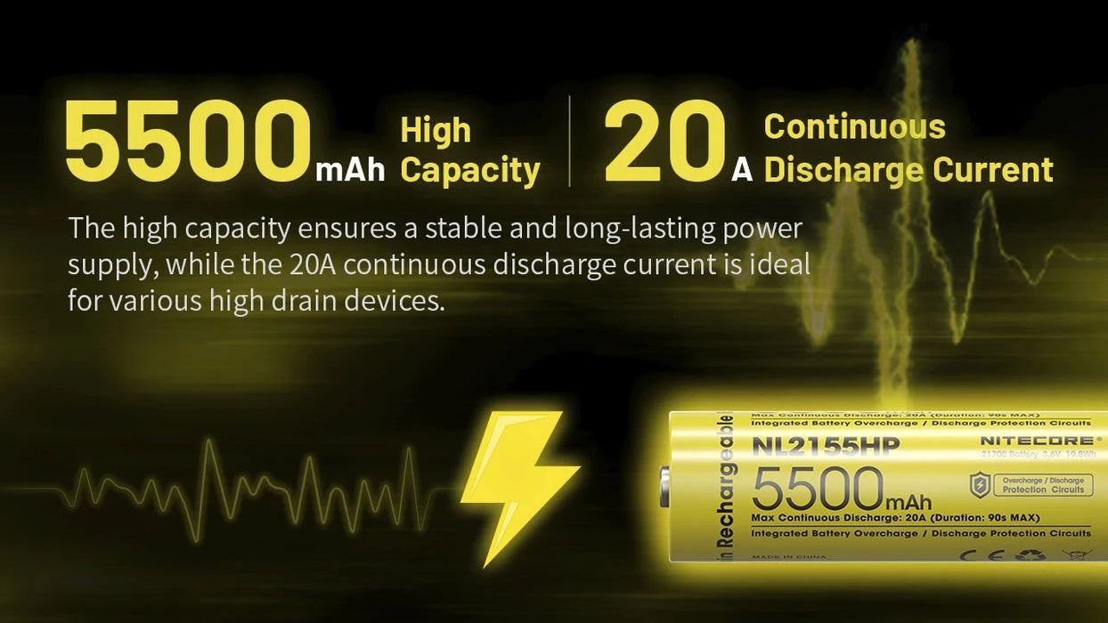 Nitecore NL2155HP 5500mAh Rechargeable 21700 Battery Rechargeable Batteries Nitecore 
