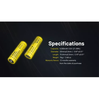 Nitecore NL2160 21700 Li-ion Battery 6000mAh Rechargeable Batteries Nitecore 