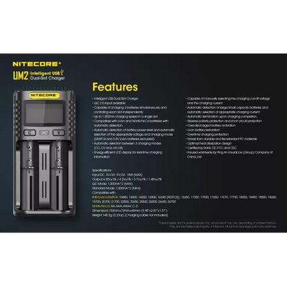 Nitecore UM2 Intelligent USB-C Dual-Slot Battery Charger Battery Charger Nitecore 