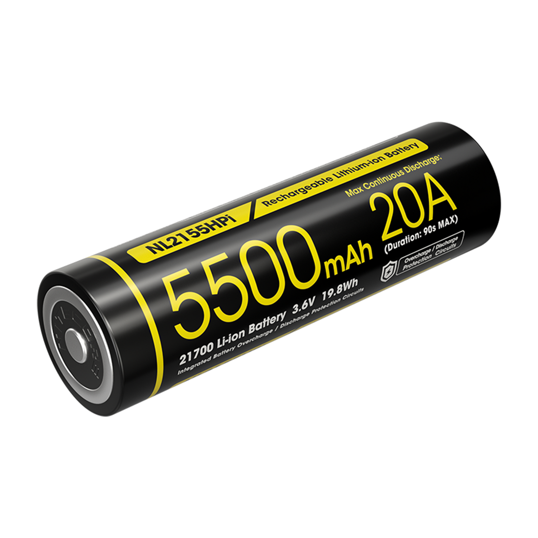 “Nitecore NL2155HPi 5500mAh 21700 rechargeable Li-ion battery – High-capacity flashlight battery”