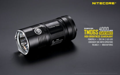Nitecore TM06S Tiny Monster rechargeable LED flashlight with 4000 lumens brightness for search, camping, and professional lighting