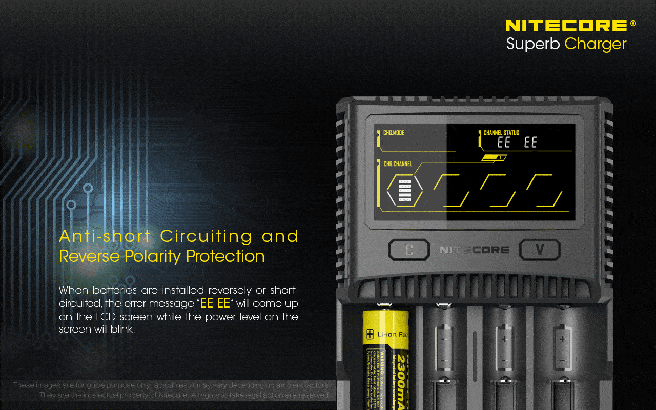 Nitecore SC4 four-slot USB super charger with LCD display for Li-ion, Ni-MH, and Ni-Cd rechargeable batteries