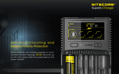 Nitecore SC4 four-slot USB super charger with LCD display for Li-ion, Ni-MH, and Ni-Cd rechargeable batteries