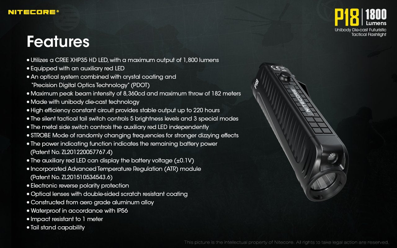 Nitecore P18 LED Flashlight Flashlight Nitecore 