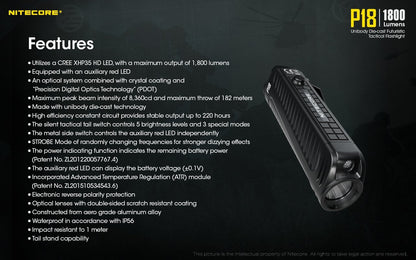 Nitecore P18 LED Flashlight Flashlight Nitecore 