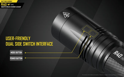 Nitecore R40 V2 rechargeable LED flashlight with 1200 lumens brightness and wireless charging for patrol, duty, and professional lighting