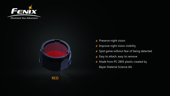 Fenix AOF-S+ red filter flashlight lens for preserving night vision during tactical, hunting, and low-light outdoor activities