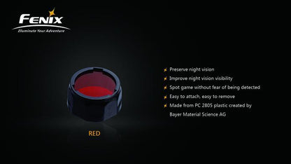 Fenix AOF-S+ red filter flashlight lens for preserving night vision during tactical, hunting, and low-light outdoor activities
