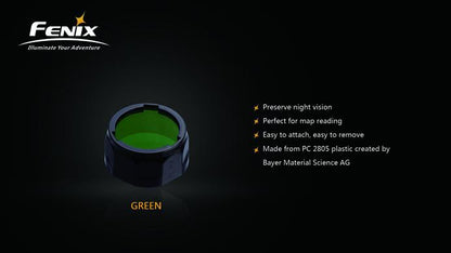 Fenix AOF-S+ green filter flashlight lens for improving night vision and visibility during tactical, hunting, and outdoor use