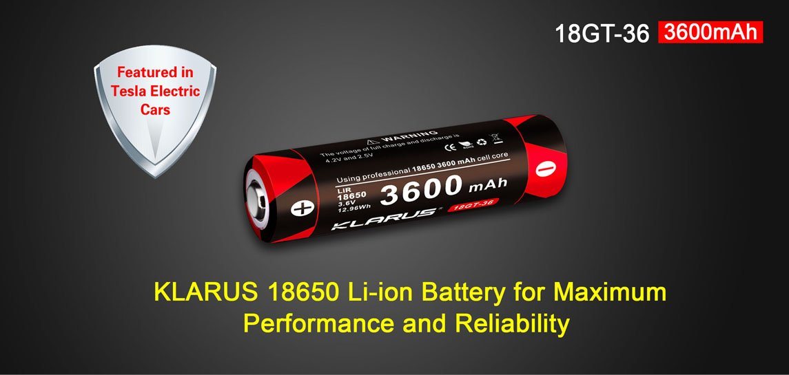 Klarus 18GT-36 3600mAh 18650 Battery Rechargeable Batteries Klarus 