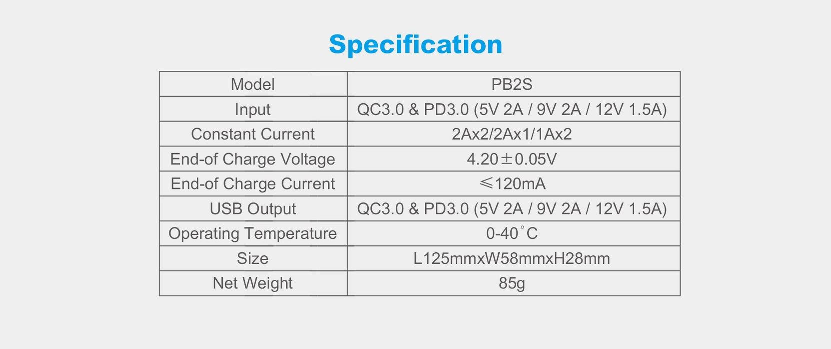 XTAR PB2S specification
