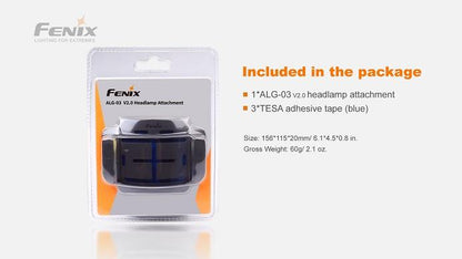 Fenix ALG-03 V2.0 headlamp helmet mount attachment for secure and stable fit during work, rescue, cycling, and outdoor activities