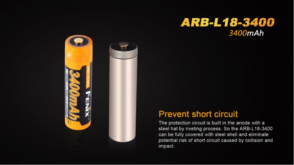 Fenix ARB-L18-3400 18650 3400mAh Button Top Li-on Battery Rechargeable Batteries Fenix 