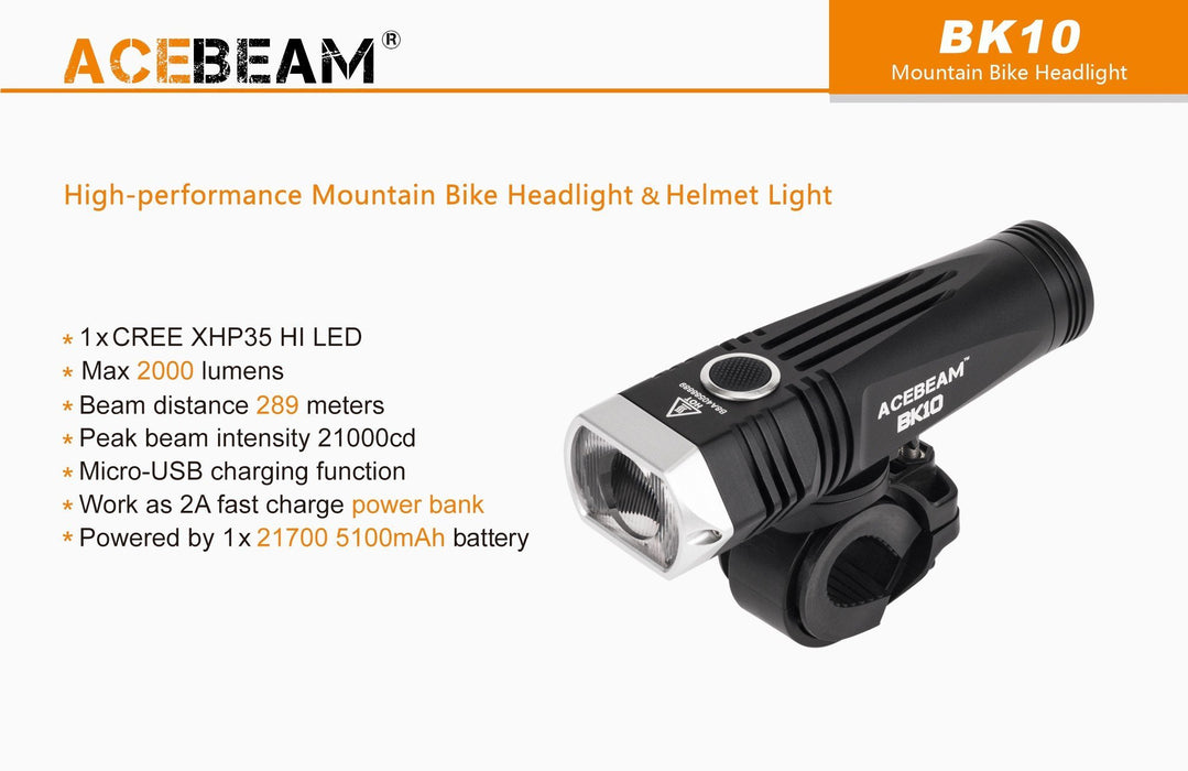 Acebeam BK10 Rechargeable Bike and Helmet light Flashlight Acebeam 