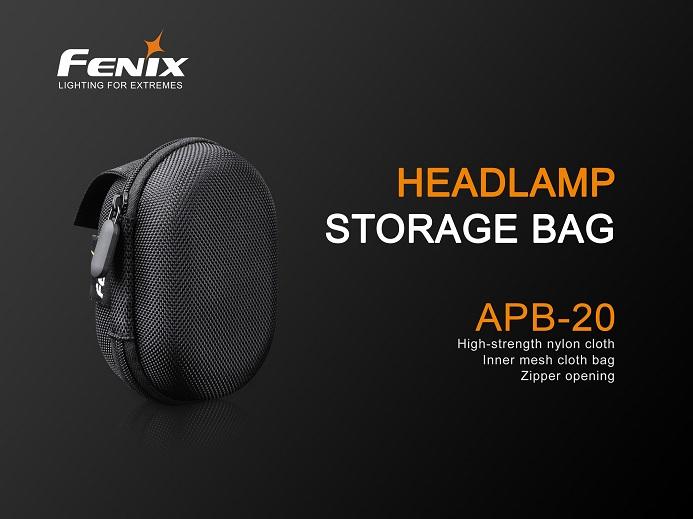Fenix APB-20 headlamp storage bag protective carry case for flashlights and accessories, water-resistant and durable for outdoor use