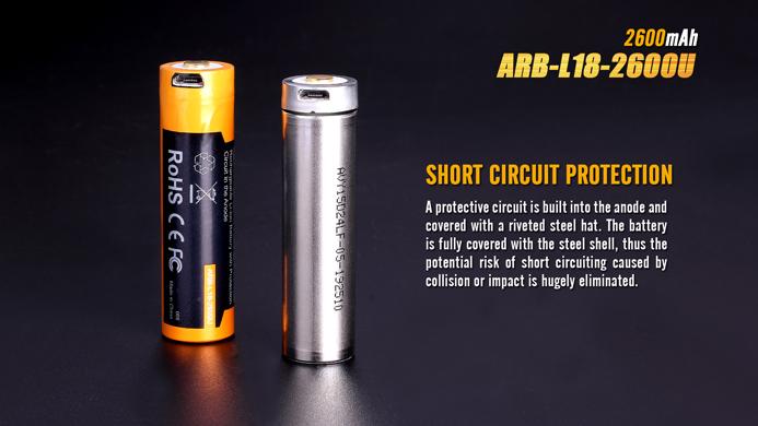 Fenix ARB-L18-2600U – 18650 2600mAh USB Rechargeable Li-ion