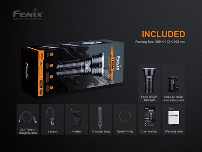 Fenix LR50R rechargeable multifunctional LED searchlight with 12,000 lumens brightness for search, rescue, and outdoor professional lighting