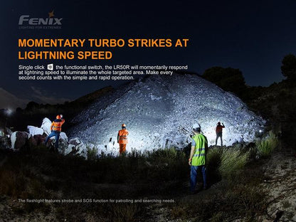 Fenix LR50R rechargeable multifunctional LED searchlight with 12,000 lumens brightness for search, rescue, and outdoor professional lighting