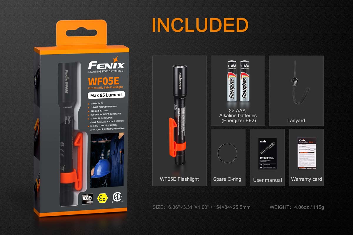 Fenix WF05E Intrinsically Safe LED Flashlight Flashlight Fenix 