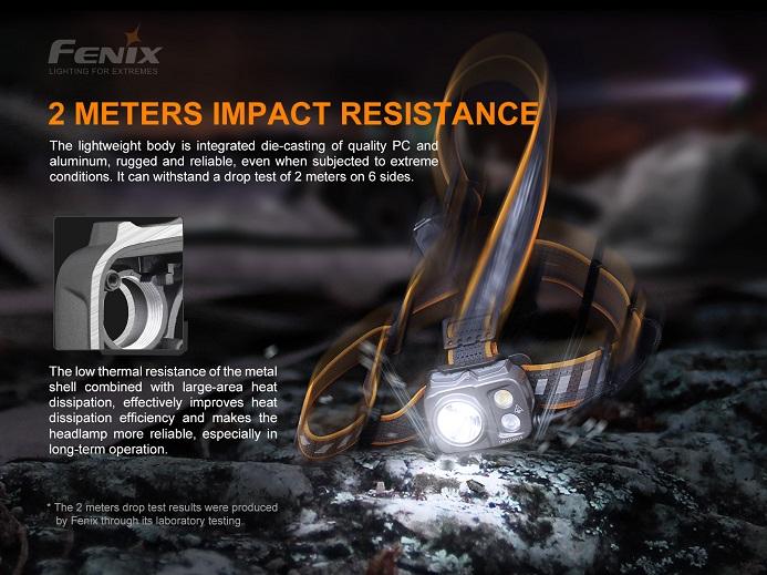 Fenix HP16R 2 meter impact resistance