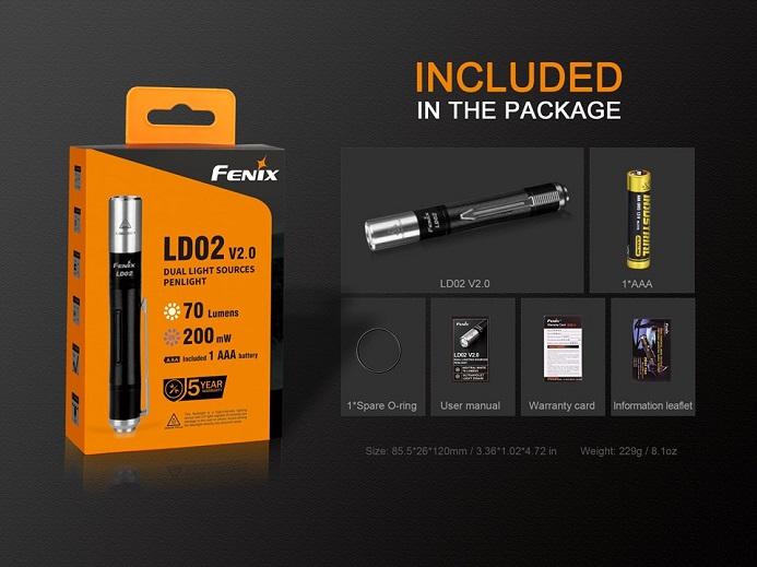 Fenix LD02 V2.0 LED Penlight + UV light Flashlight Fenix 