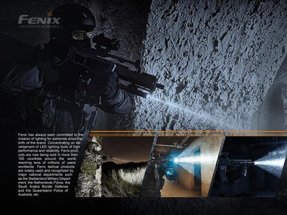 Fenix LR35R rechargeable LED flashlight with 10,000 lumens brightness for search, rescue, and professional outdoor lighting