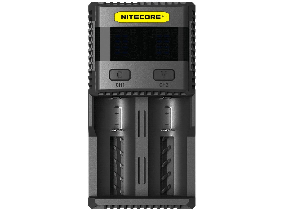 Nitecore SC2 dual-slot fast USB super charger with LCD display for Li-ion, Ni-MH, and Ni-Cd rechargeable batteries