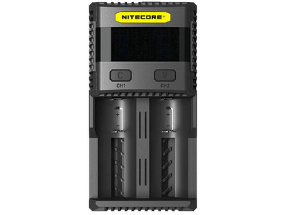 Nitecore SC2 dual-slot fast USB super charger with LCD display for Li-ion, Ni-MH, and Ni-Cd rechargeable batteries