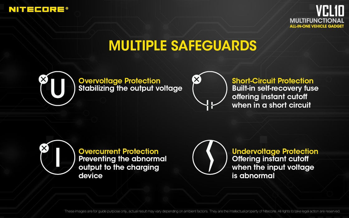 Nitecore VCL10 Quick Charge 3.0 USB Car Charger With White + Red Light Flashlight Battery Charger Nitecore 