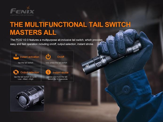 Fenix PD32 V2.0 1200 Lumens the multifunctional tail switch masters all 