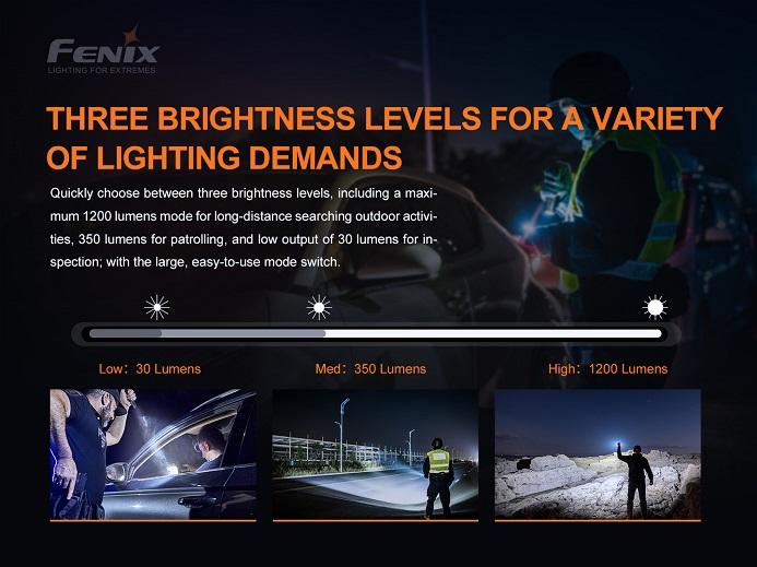 Fenix PD32 V2.0 1200 Lumens three brightness levels