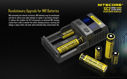 Nitecore SC2 dual-slot fast USB super charger with LCD display for Li-ion, Ni-MH, and Ni-Cd rechargeable batteries