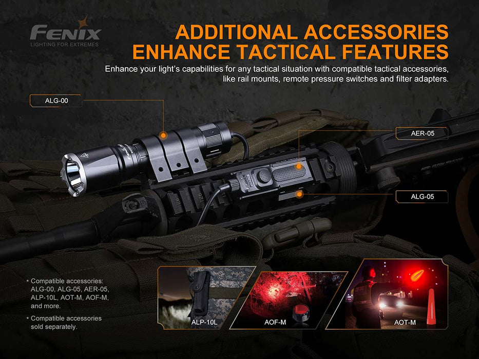 Fenix TK16 V2.0 Tactical Flashlight - additional accessories enhance tactical features