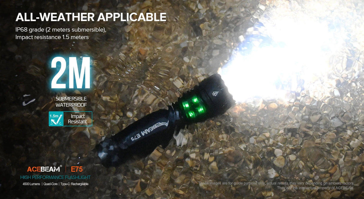Acebeam E75 High-performance Flashlight - Black - 4500 Lumens Acebeam 