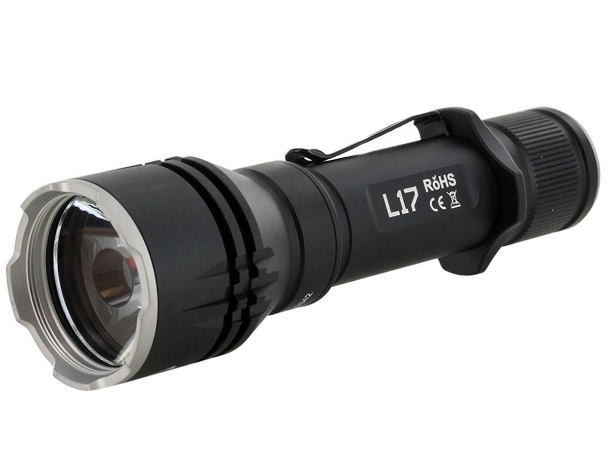Acebeam L17 long-range tactical white LED flashlight with 1400 lumens brightness for hunting, tactical, and outdoor lighting