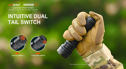 Acebeam P17 rechargeable tactical LED flashlight with 4900 lumens brightness for military, duty, and outdoor professional use