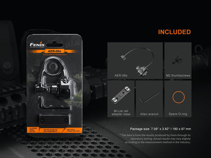 Fenix AER-06s tactical remote pressure switch for GL19R flashlight providing instant light activation and weapon-mounted control