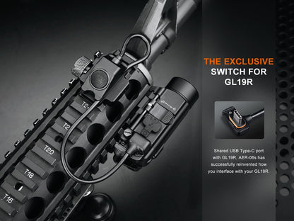 Fenix AER-06s tactical remote pressure switch for GL19R flashlight providing instant light activation and weapon-mounted control